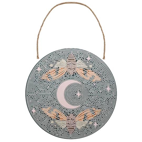8" Celestial Moths Round Wood Plaque Diamond Art Kit by Make Market®